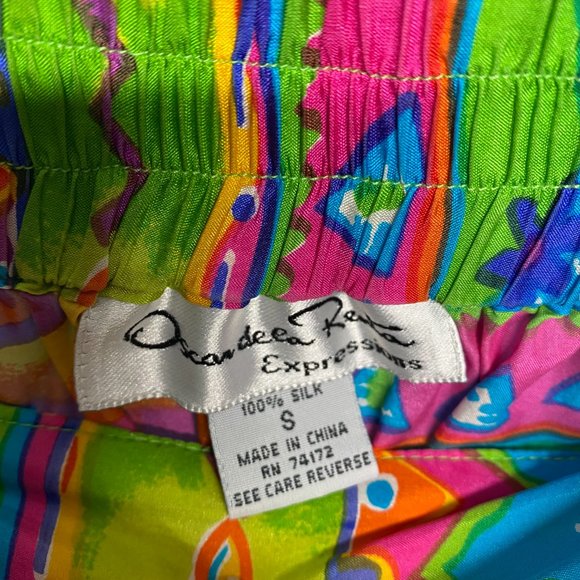 VTG OSCAR DE LA RENTA Expressions 100% Silk Women Elastic Waist Shorts sz S - Picture 3 of 4